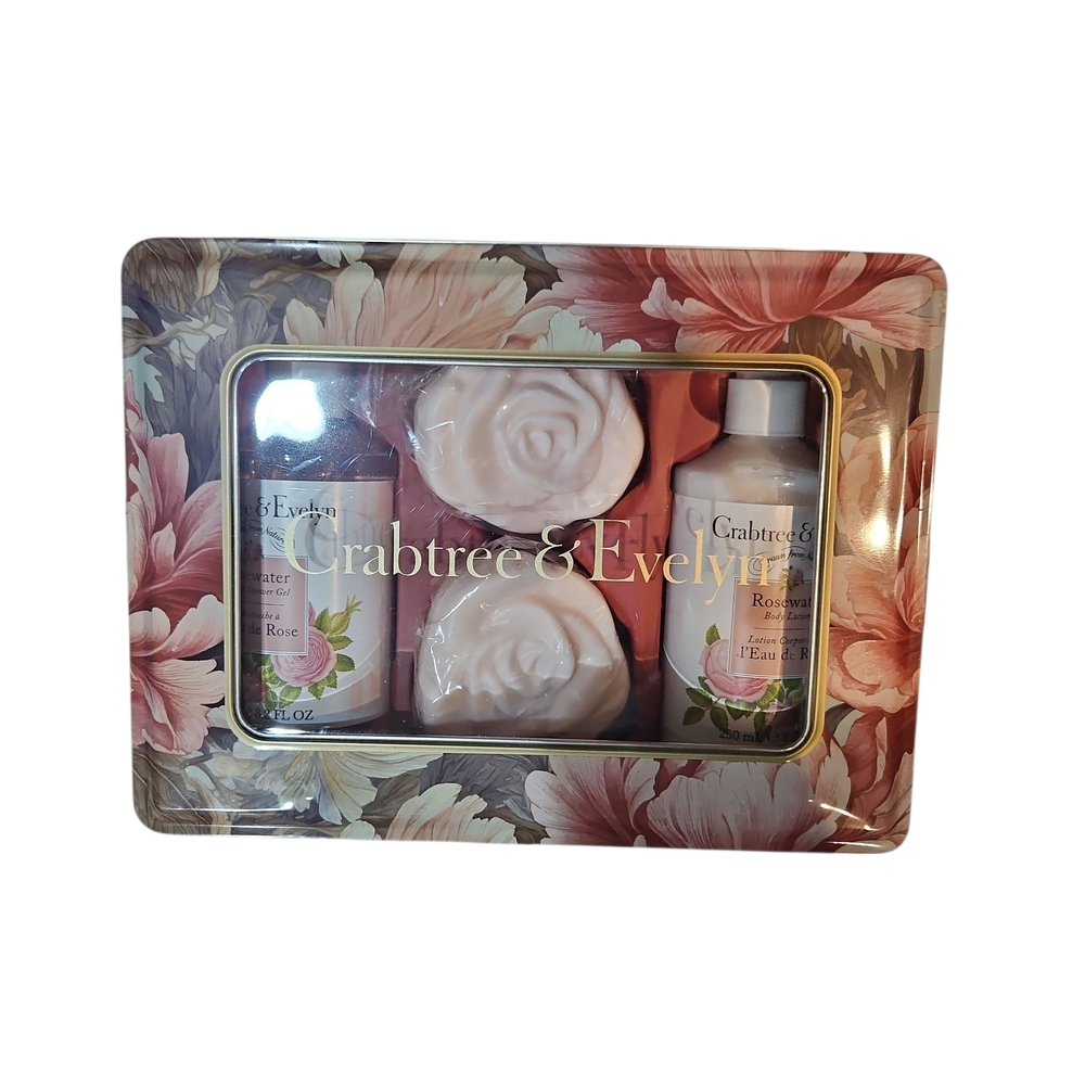 Crabtree & Evelyn Rosewater Bath & Body Set Rosewater Tin Gift Set Body Lotion